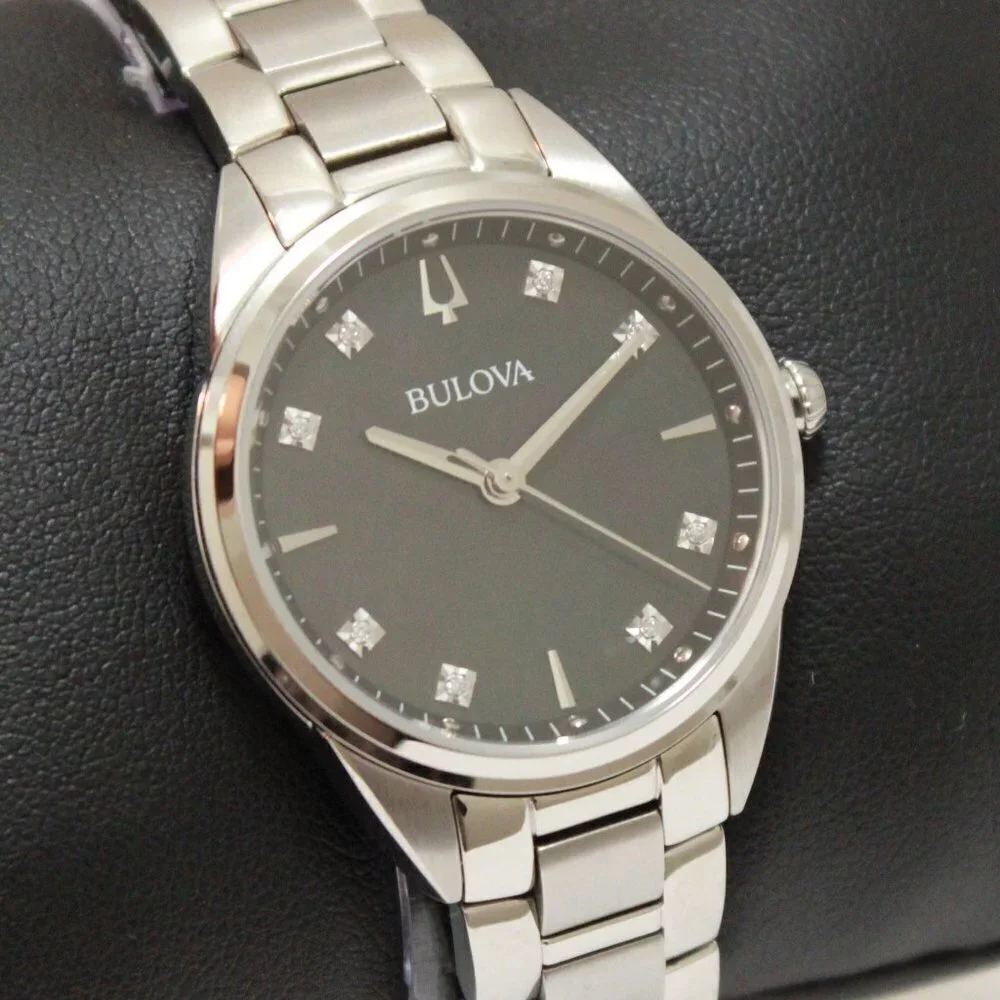 Bulova Sutton Ladies Watch Diamond Indices Black Mother Of Pearl Dial 33mm - Picture 5 of 13